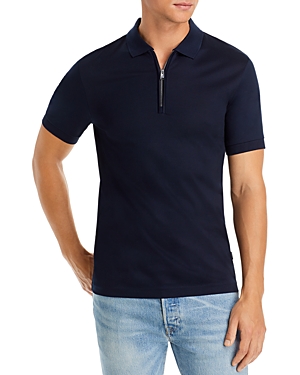Hugo Boss Polston Quarter Zip Polo Shirt In Dark Blue