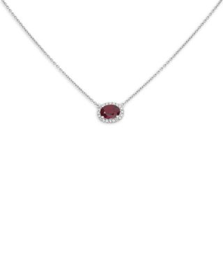 Bloomingdale's Fine Collection - Ruby & Diamond Oval Pendant Necklace in 18K White Gold, 18" - Exclusive