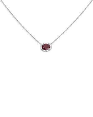 Bloomingdale's Ruby & Diamond Oval Pendant Necklace in 18K White Gold, 18 - 100% Exclusive