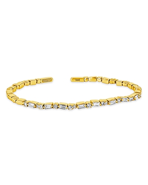 Suzanne Kalan 18k Yellow Gold Fireworks Diamond Baguette & Round Bangle Bracelet In White/gold