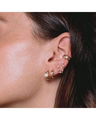 14K Yellow Gold Polished Huggie Hoop Earrings