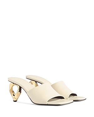 Jw Anderson Leather Chain-heel Slide Sandals In Natural