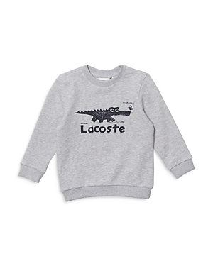 Lacoste Unisex Crocodile Print Crew Sweatshirt - Little Kid, Big Kid In Silver Chine