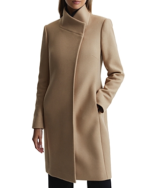 Reiss Mia Asymmetric Coat In Camel