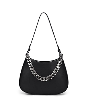 Aqua Small Shoulder Bag With Chain In Black/silver