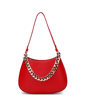 Aqua Small Shoulder Bag With Chain In Red/gold