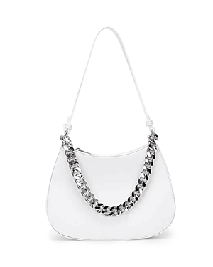 Aqua Small Shoulder Bag With Chain In White/silver