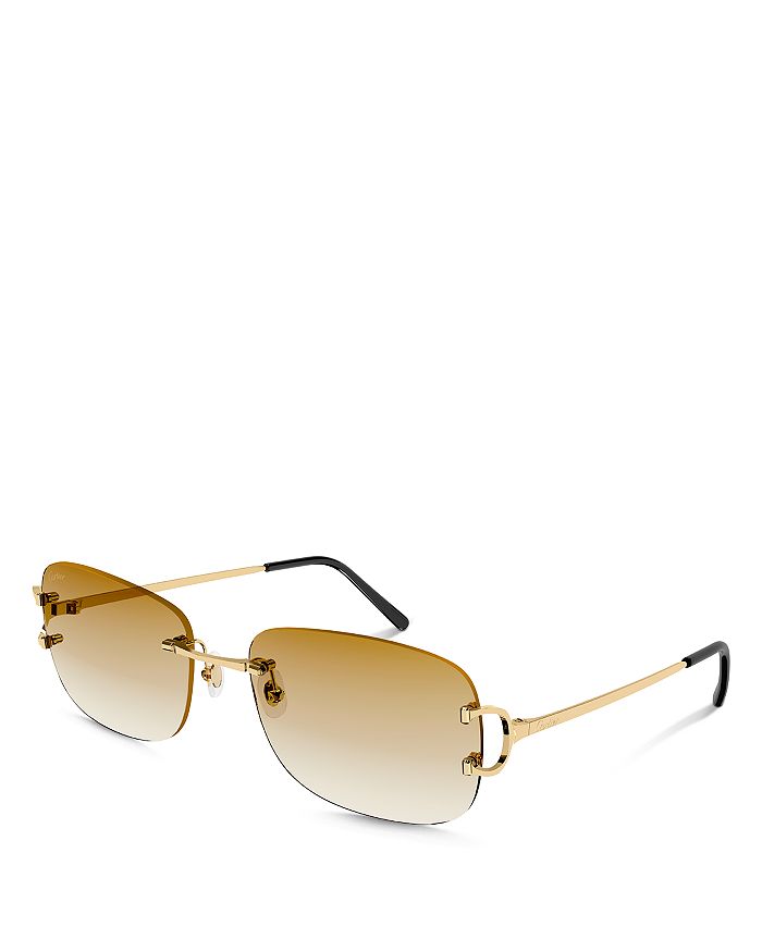 Cartier Signature C 59 mm Rectangle Sunglasses Gold/Green