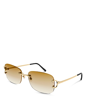 Shop Cartier Signature C 24k Gold Plated Rimless Sunglasses In Gold/brown Gradient
