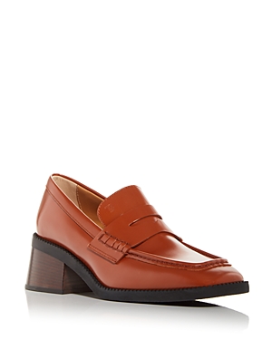 Tod's Women's Gomma Cuoio Block Heel Penny Loafers In Rust