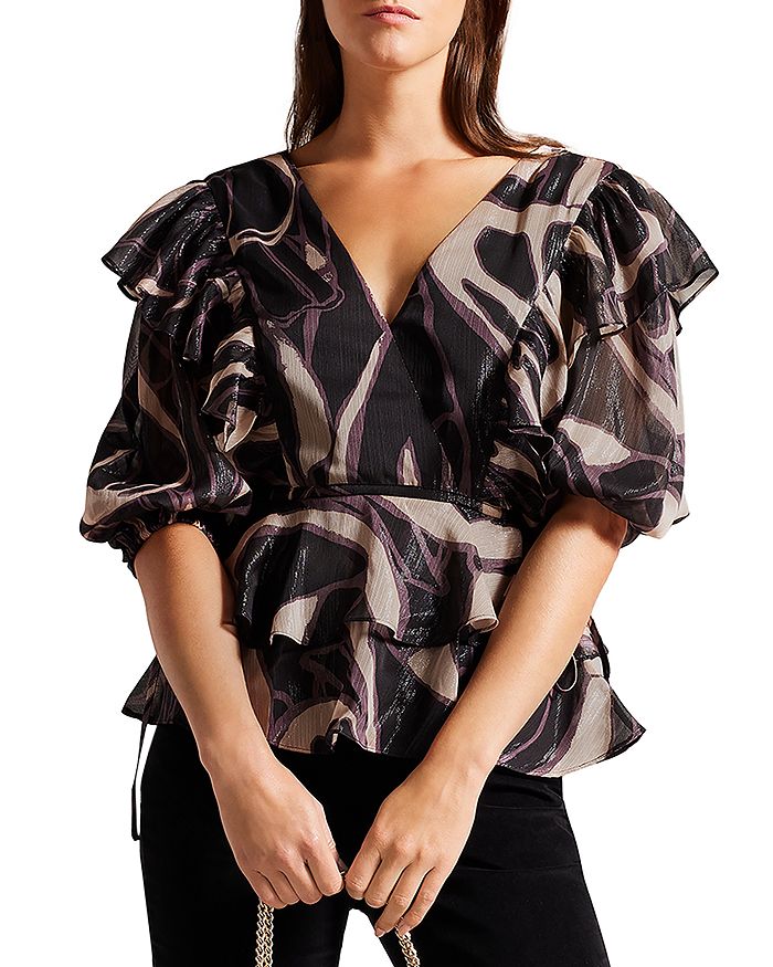 Ted Baker Jasmyna Printed Ruffled Blouse Bloomingdale s