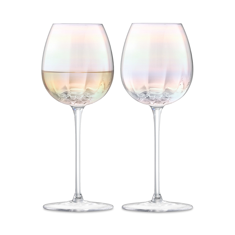 Lsa Mother Of Pearl Look White Wine Glasses, Set Of 2 In Mother Of Pearl