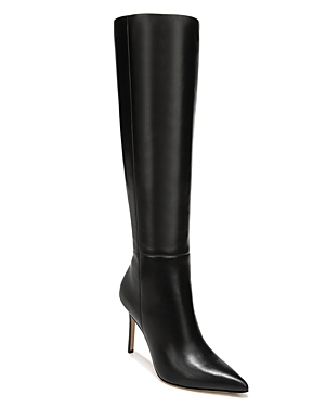 Veronica Beard Lisa Leather Tall Boot In Black Leather