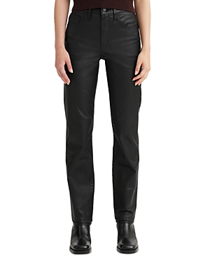 LEVI'S 724 COATED HIGH RISE STRAIGHT LEG JEANS IN BLACK
