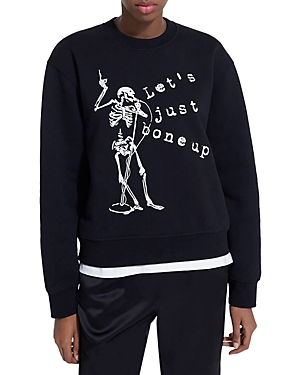 The Kooples Embroidered Skeleton Fleece Sweatshirt In Black