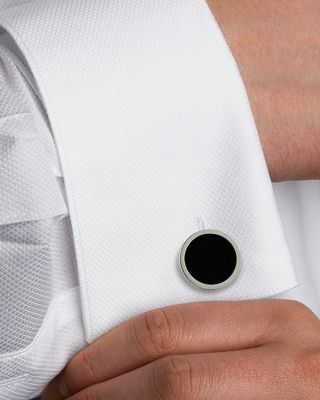 Sterling Silver & Onyx Inlay Stud & Cufflink Set