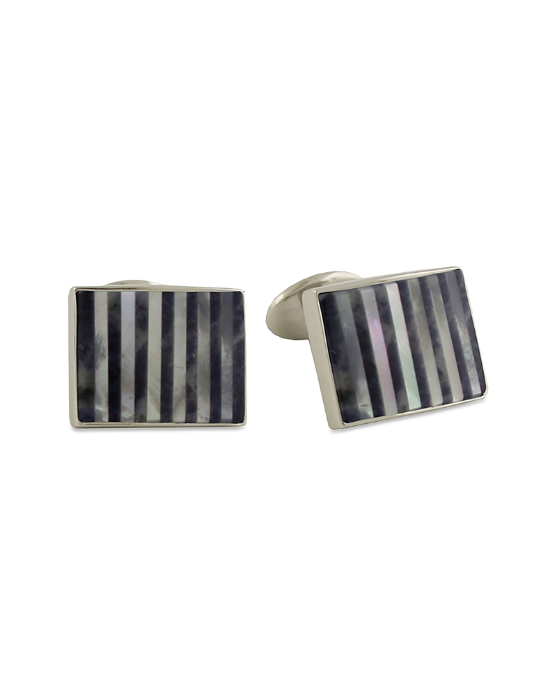 David Donahue Sterling Silver, Onyx & Mother Of Pearl Cuff Links In Silver