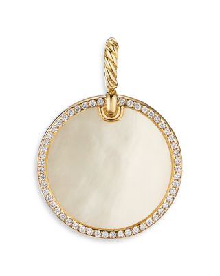 David Yurman - 18K Yellow Gold DY Elements&reg; Disc Pendant with Mother-of-Pearl & Diamonds