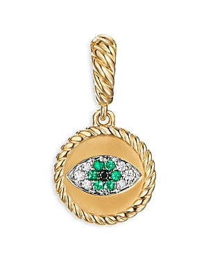 David Yurman 18K Yellow Gold Evil Eye Amulet with Emeralds & Diamonds