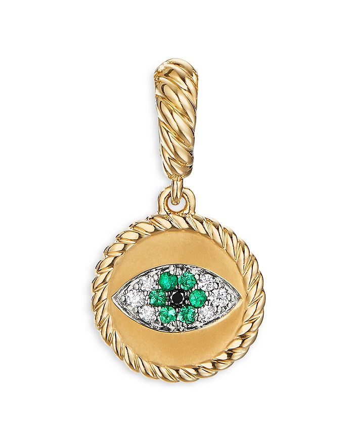 David Yurman - 18K Yellow Gold Evil Eye Amulet with Emeralds & Diamonds