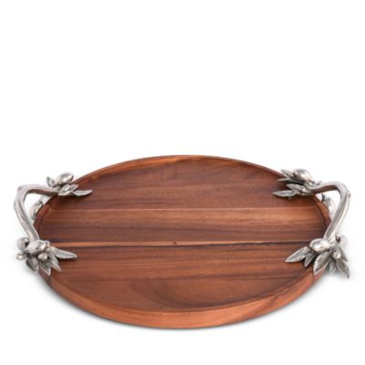 Olive Acacia Serving Tray, Round