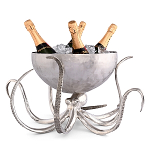 Vagabond House Octopus Ice Tub Punch Bowl In Pewter