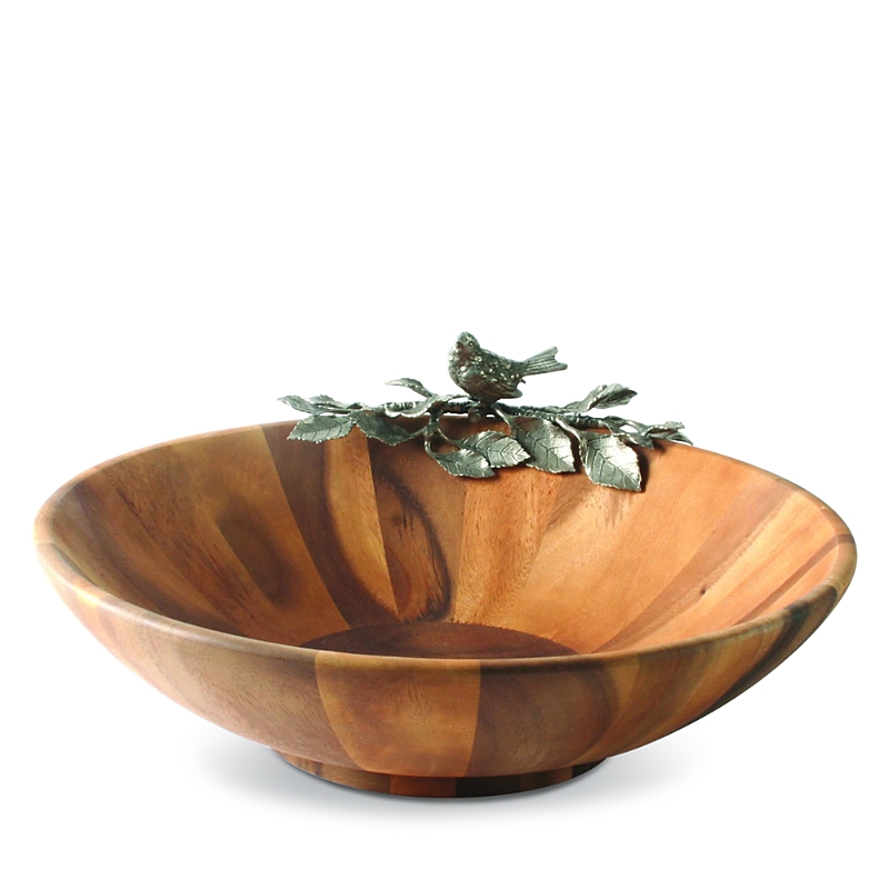 Vagabond House Song Bird Salad Serving Bowl In Pewter