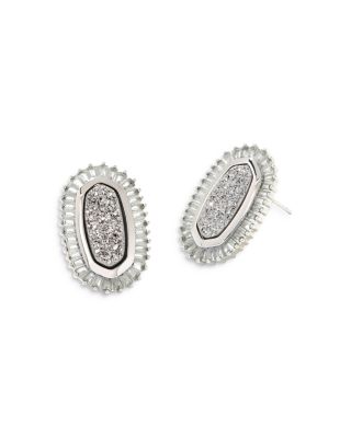 Orecchini neri a perno in soutache con cabochon effetto madreperla