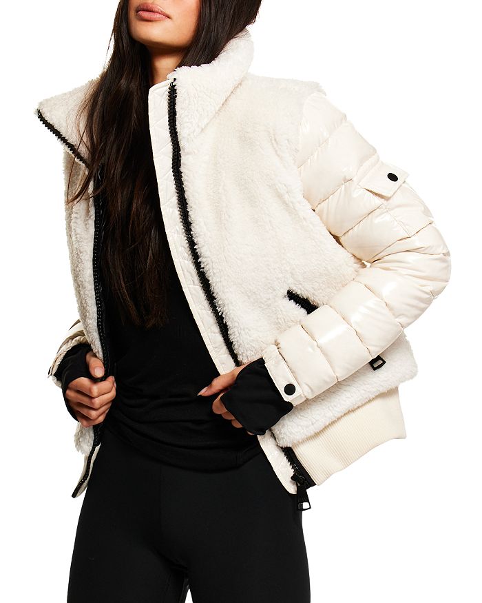 Shop Sam Carson Sherpa Bomber Jacket In Icing/white