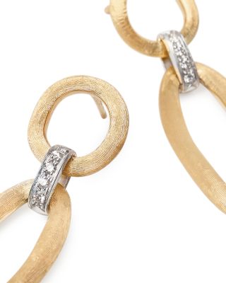 18K White & Yellow Gold Jaipur Link Diamond Textured Drop Earrings