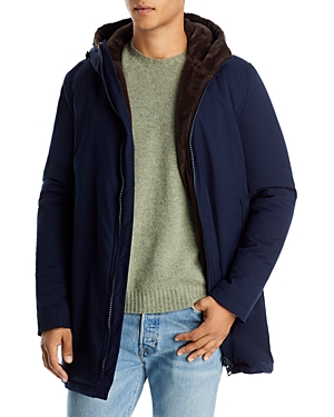 Herno Hooded Parka With Faux Fur Lining In Navy