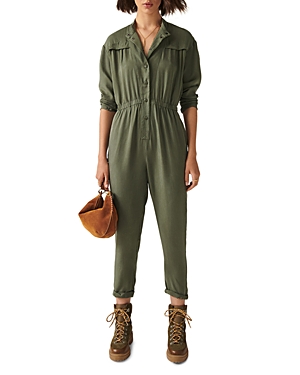 Ba&sh Anissa Pleated Utility Jumpsuit In Khaki