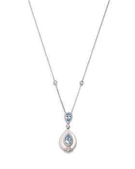Bloomingdale's - Aquamarine, Mother of Pearl & Diamond Pendant Necklace in 14K White Gold, 18"- 100% Exclusive