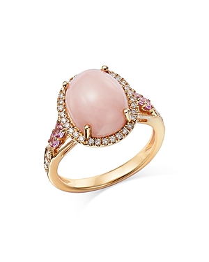 Bloomingdale's Pink Opal, Pink Sapphire, & Diamond Ring in 14K Yellow Gold - 100% Exclusive