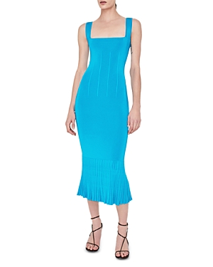 Galvan Atalanta Flared-hem Stretch-woven Midi Dress In Turquoise