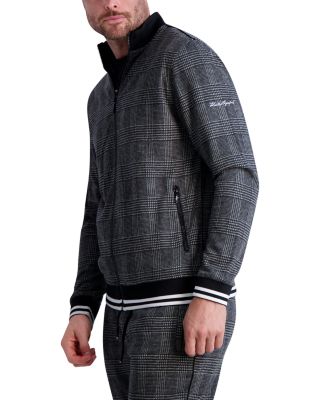 KARL LAGERFELD PARIS Brushed Glen Plaid Track Jacket | Bloomingdale's