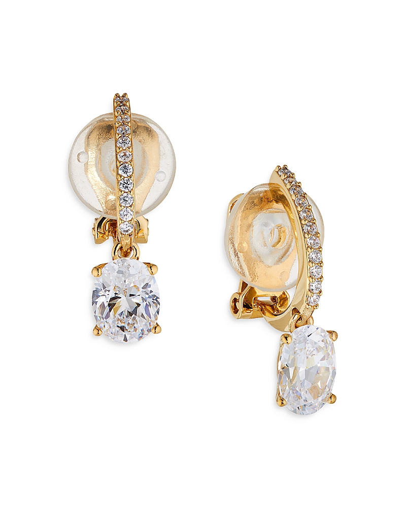 Nadri Modern Love Oval Drop Clip On Earrings In Gold