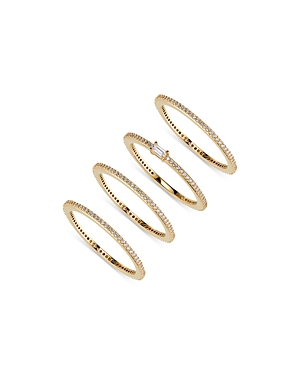 Nadri Pave The Way Set Of 4 Cubic Zirconia Stacking Rings In Gold