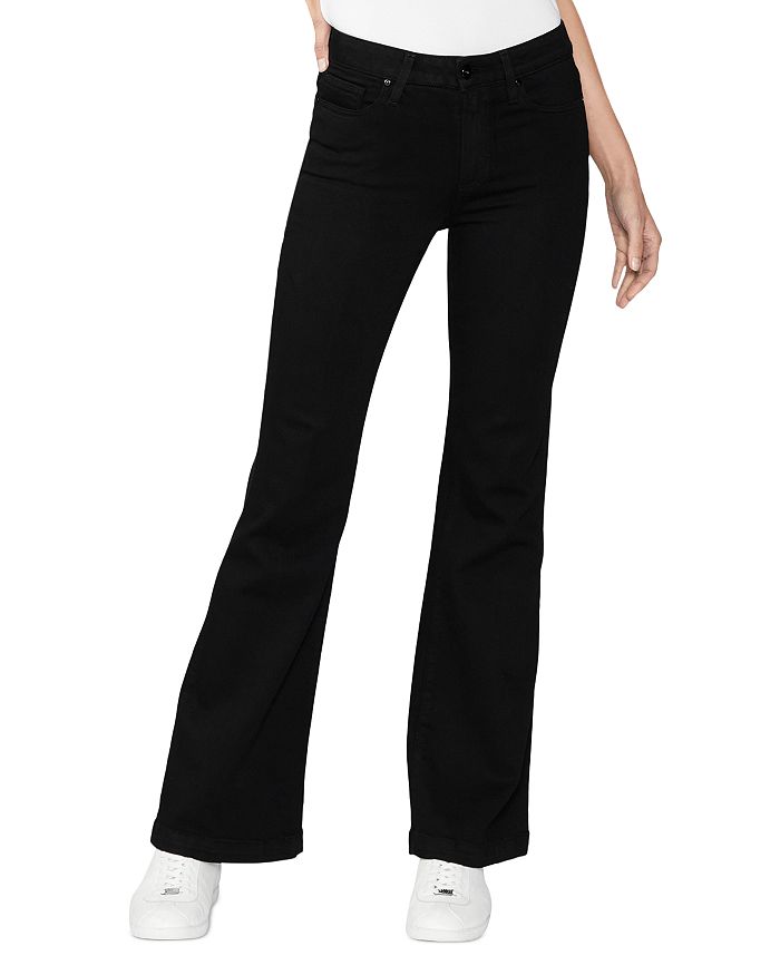 PAIGE Genevieve High Rise Flare Jeans in Black Shadow | Bloomingdale's