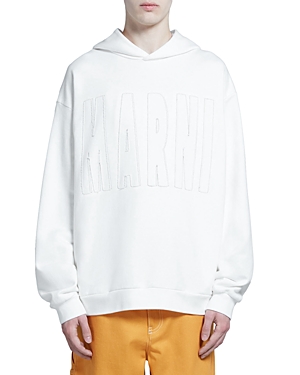 Shop Marni Logo Pullover Hoodie In White