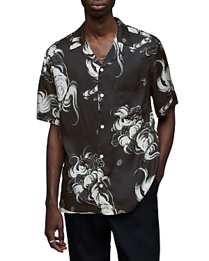 Allsaints Zion Relaxed Fit Short Sleeve Shirt In Black