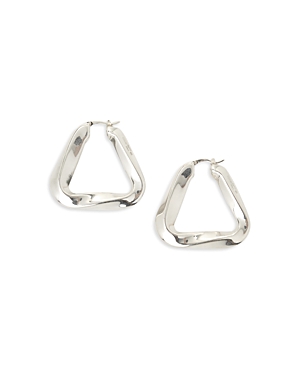 Shop Bottega Veneta Sterling Silver Triangle Hoop Earrings