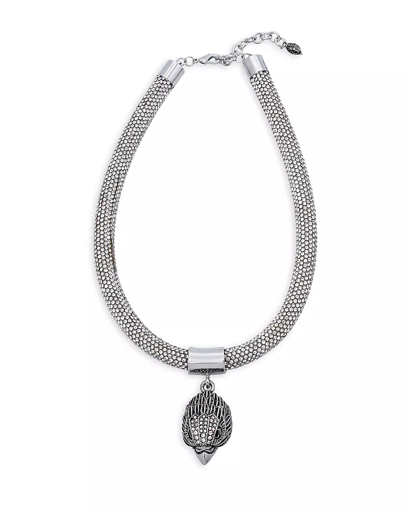 Kurt Geiger London Shimmer Mesh Rope Eagle Collar Necklace, 16