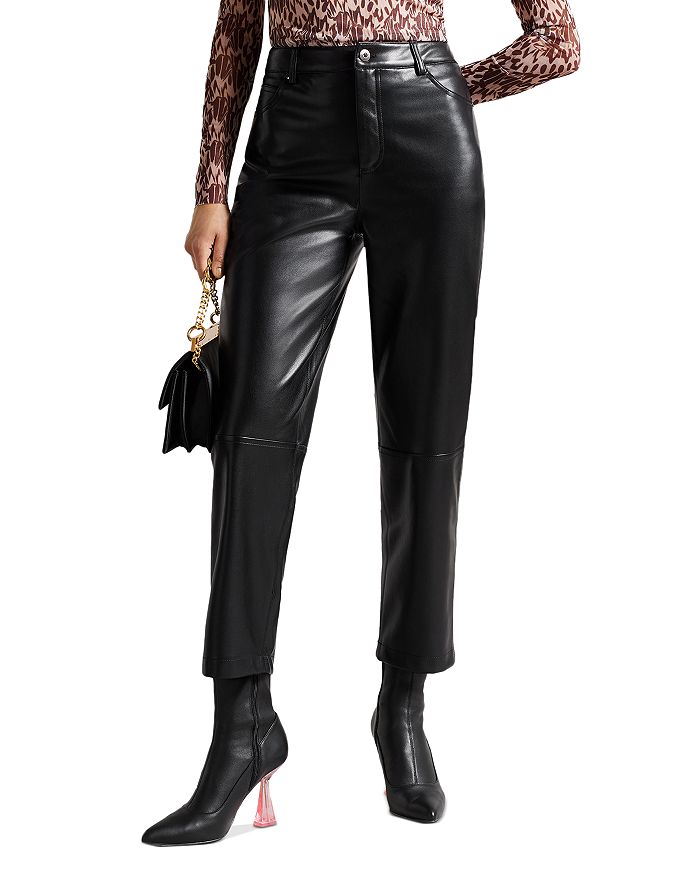 Ted Baker Plaider Faux Leather Straight Leg Pants | Bloomingdale's