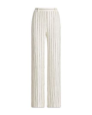 パンツ Ralph Lauren Stripe Linen Pants Lauren Ralph Lauren Women's Linen Striped Wide-Leg Pants