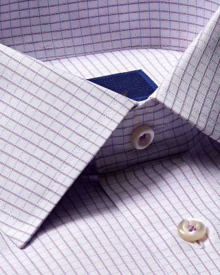 David Donahue Trim Fit Check Luxury Non-Iron Dress Shirt | Bloomingdale's  Men