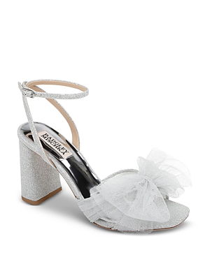 BADGLEY MISCHKA WOMEN'S TESS TULLE BOW BLOCK HEEL SANDALS