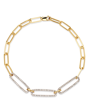 Bloomingdale's Diamond Triple Link Paperclip Bracelet In 14k White & Yellow Gold, 0.50 Ct. T.w. - 100% Exclusive In White/yellow