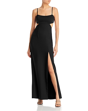 AQUA CUTOUT HIGH SLIT GOWN - 100% EXCLUSIVE