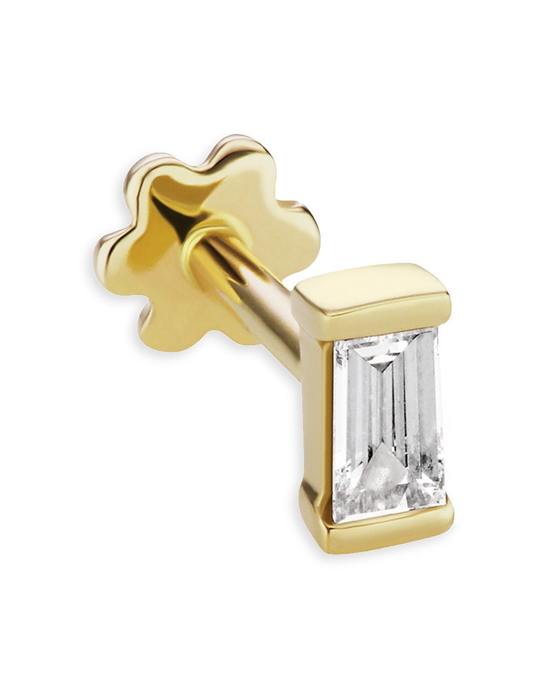 Shop Maria Tash 18k Yellow Gold Diamond Baguette Single Stud Earring In White/gold